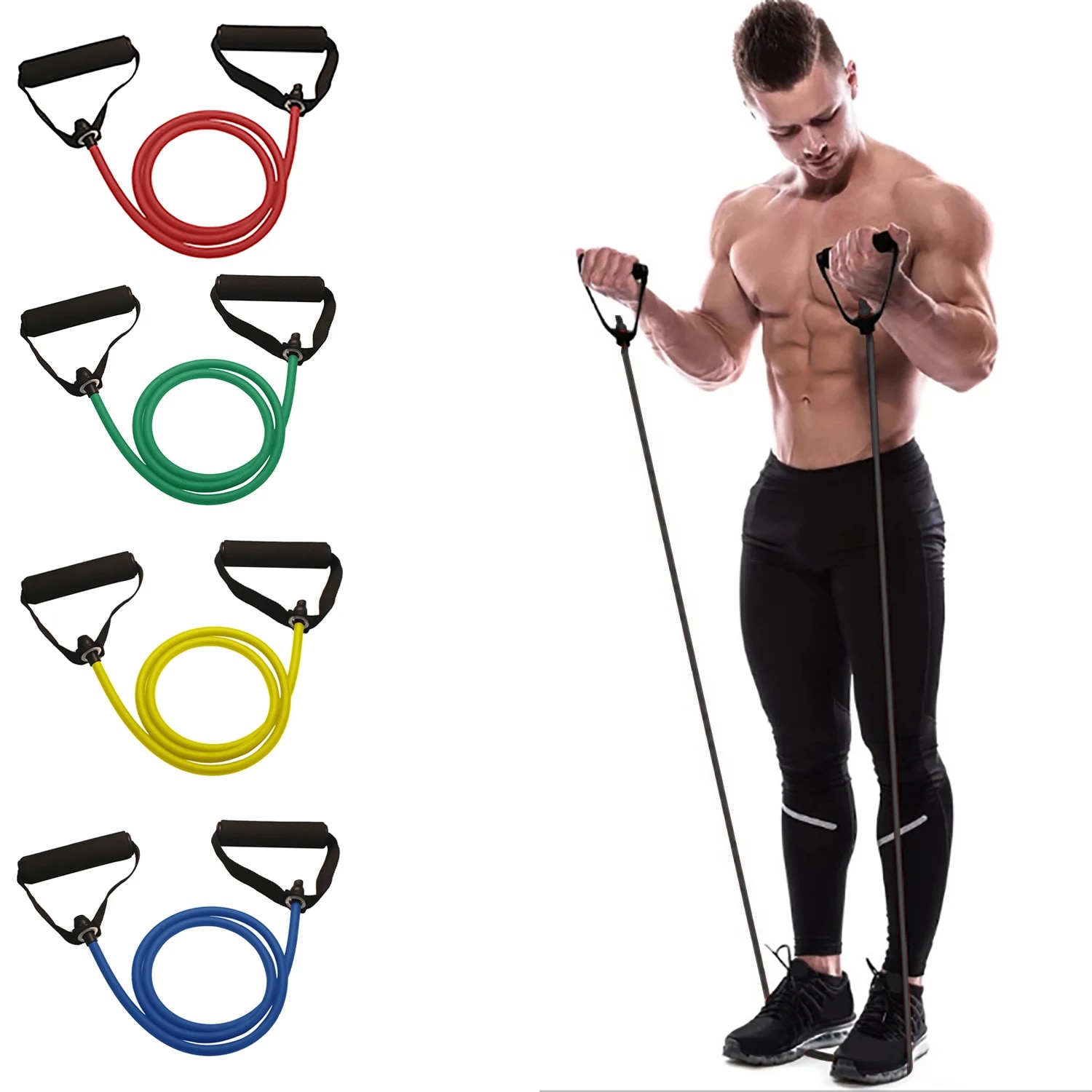 Resistance Bands Set With Handles - Эспандеры с ручками, ленты для упражнений,