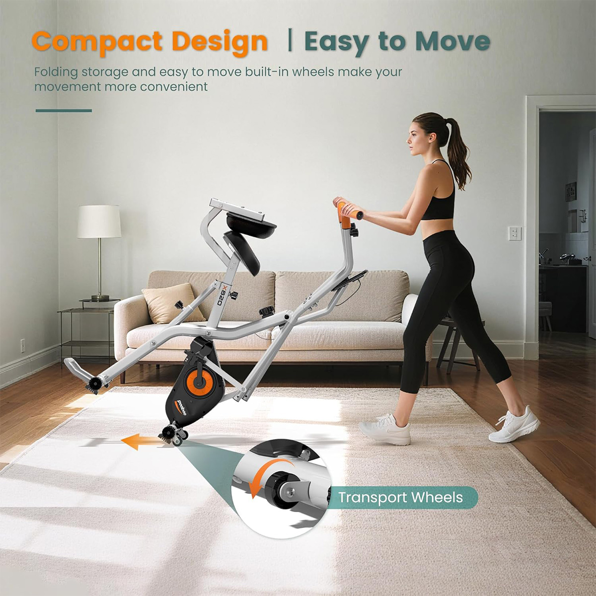 Складной велотренажер Pooboo 2 – обзор и цена Exercise Bike Magnetic Resistance